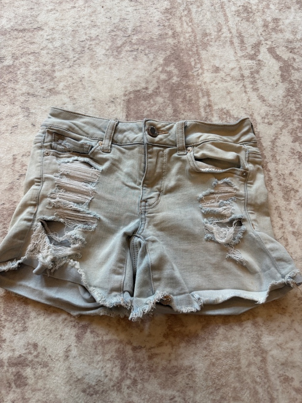 American Eagle Next Level Women's Distressed Light Denim Shorts